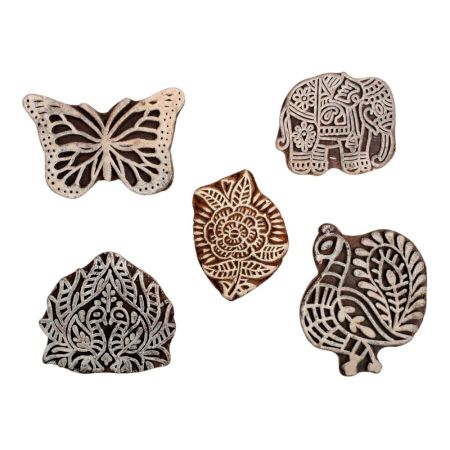 Set of 5 Piece New Mix Wooden Printing Block